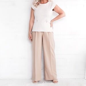 Ann Taylor Petite Pleated Wide Leg Pant - Dark Khaki - 4P